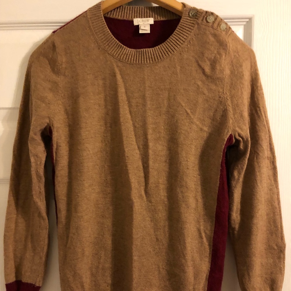 Jcrew two tone leather elbow latch sweater